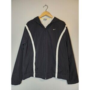 Nike Jacket Youth Boys XL 16-18 Black Windbreaker Hooded Full Zip Lined Coat